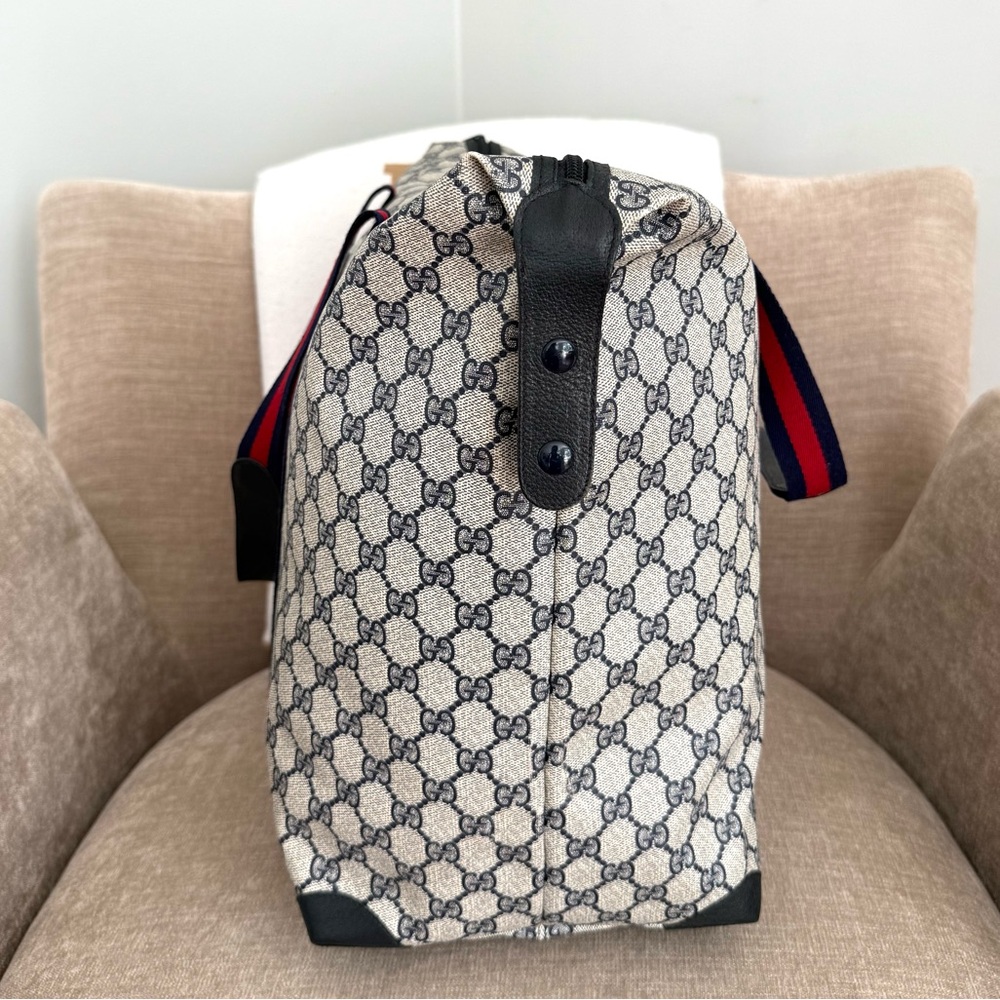 Gucci authentic XL tote bag travel bag weekender grey navy monogram canvas - Picture 8 of 15